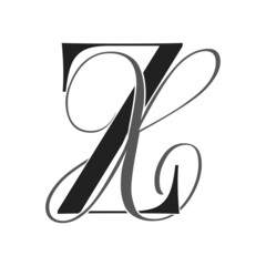 zx, xz, monogram logo. Calligraphic signature icon. Wedding Logo Monogram. modern monogram symbol. Couples logo for wedding
