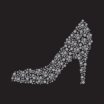 diamonds female shoe,  vector illustration