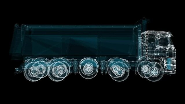 Truck Hologram. Transportation and Technology Concept
