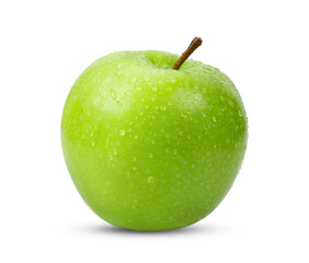  green apple isolated on white background with water drop
