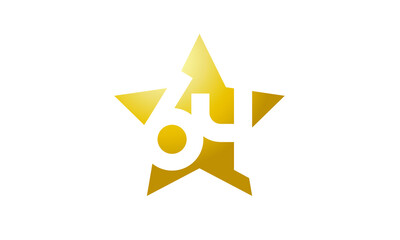 64 Number New Gold Abstract Star Logo