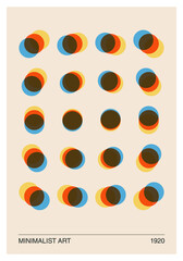 Minimal 20s geometric design poster, vector template with primitive shapes