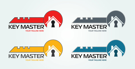 Abstract creative key duplication logo concept. Professional skilled key cutter sign. - obrazy, fototapety, plakaty