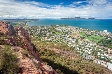 Townsville City and Magnetic Island from Castle Hill Queensland Australia