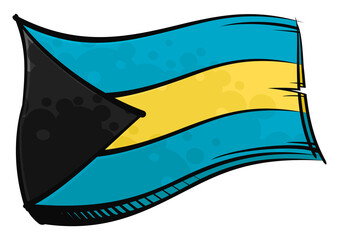 Painted Bahamas flag waving in wind