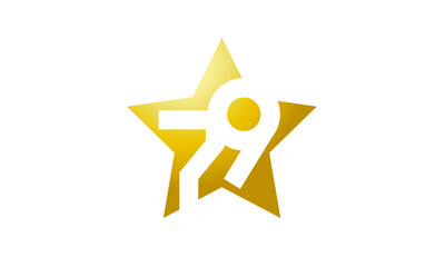 79 Number New Gold Abstract Star Logo