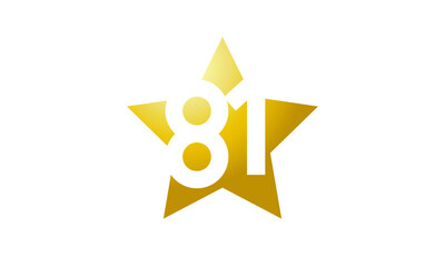 81 Number New Gold Abstract Star Logo