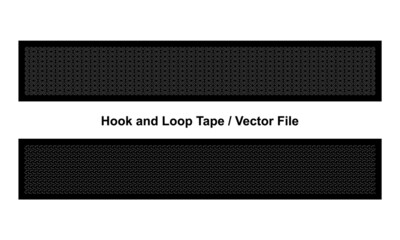 Black Hook and Loop Tape Fastener Template on White Background, Vector File.