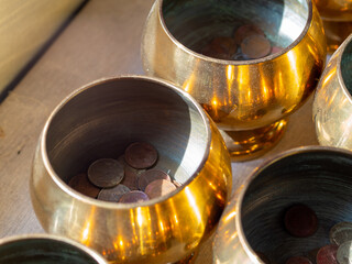 golden alms bowl of buddhism at Thungsaliam temple, Sukhothai, Thailand