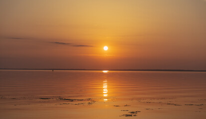 Sunrise. Reservoir. Kiev sea.