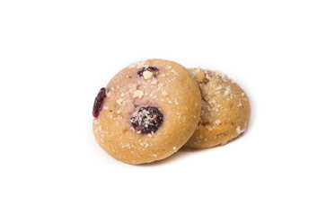 Freshly baked cookies on a white background