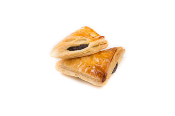 Freshly baked cookies on a white background