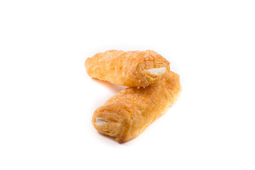 Freshly baked cookies on a white background