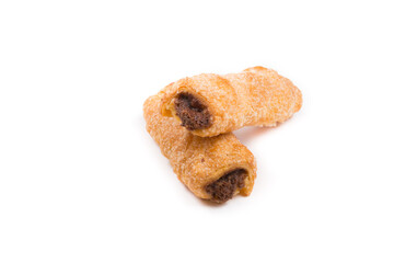 Freshly baked cookies on a white background
