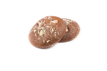 Freshly baked cookies on a white background
