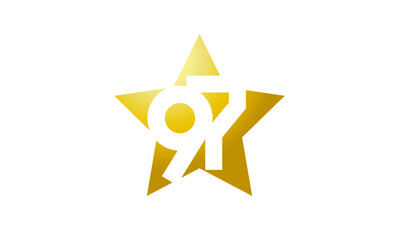 97 Number New Gold Abstract Star Logo