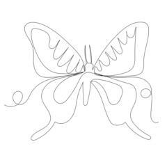 flying butterfly continuous line drawing, sketch