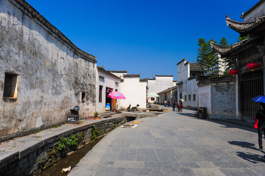 Yixian County, Huangshan City, Anhui Province, China - October 10, 2011: Landscape Feature of Xidi Ancient Village