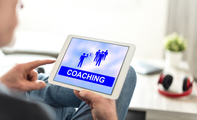 Coaching concept on a tablet