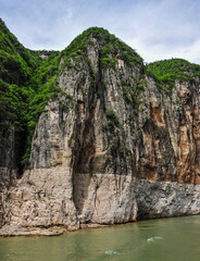 Landscape along the banks of Wuxia Gorge in the Three Gorges of the Yangtze River in China