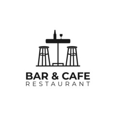 Creative modern bar and cafe sign restaurant logo design template.