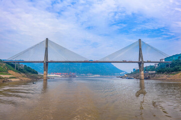 Changjiang River Bridge, Suspension Bridge, Chongqing, China