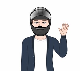 ヘルメットを被った男性