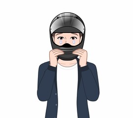 ヘルメットを被った男性