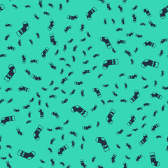Black Socks icon isolated seamless pattern on green background. Vector