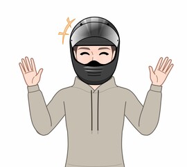 ヘルメットを被った男性