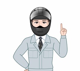 ヘルメットを被った男性