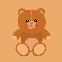 Cute Bear in cartoon style. Vector illustration. For kids stuff, card, posters, banners, children books, printing on the pack, printing on clothes, fabric, wallpaper,