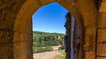 ruins of the old castle in Dordogne in France