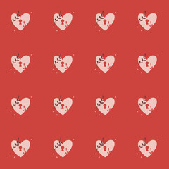 Vector seamless pattern Happy Valentine's Day Heart with chain on the padlock. Romantic background. Love, relationship, dating concept. Greeting card. Design for banner, poster or print.