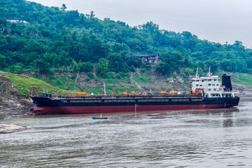 Various Ships Transporting along the Yangtze River in China