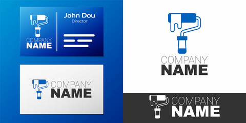 Fototapeta premium Logotype Paint roller brush icon isolated on white background. Logo design template element. Vector