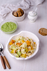 Vegetables with beans and green sauce
