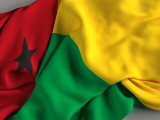 Fototapeta na wymiar The flag of Guinea-Bissau, Republic of Guinea-Bissau