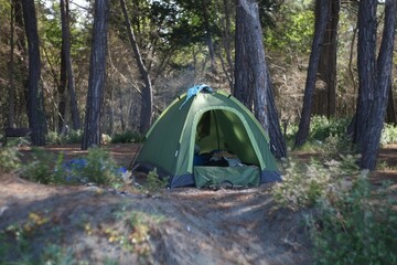 Tent in the forest on the Black Sea 