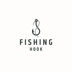 Fishing hook logo icon design template flat vector