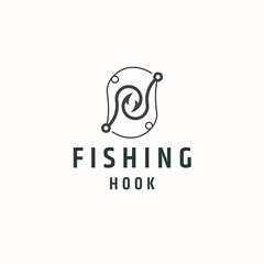 Fishing hook logo icon design template flat vector