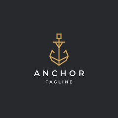 Luxury anchor gold logo icon design template flat vector