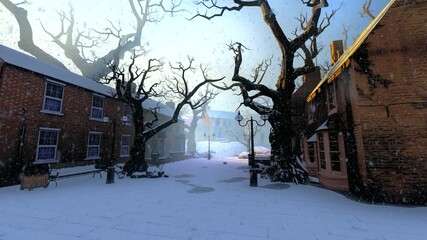 Panorama of city winter quarter