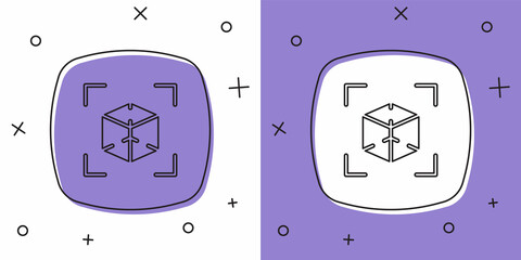 Set 3d modeling icon isolated on white and purple background. Augmented reality or virtual reality. Vector
