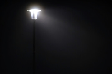 Fototapeta na wymiar Straßenlampe leuchtet in der Dunkelheit