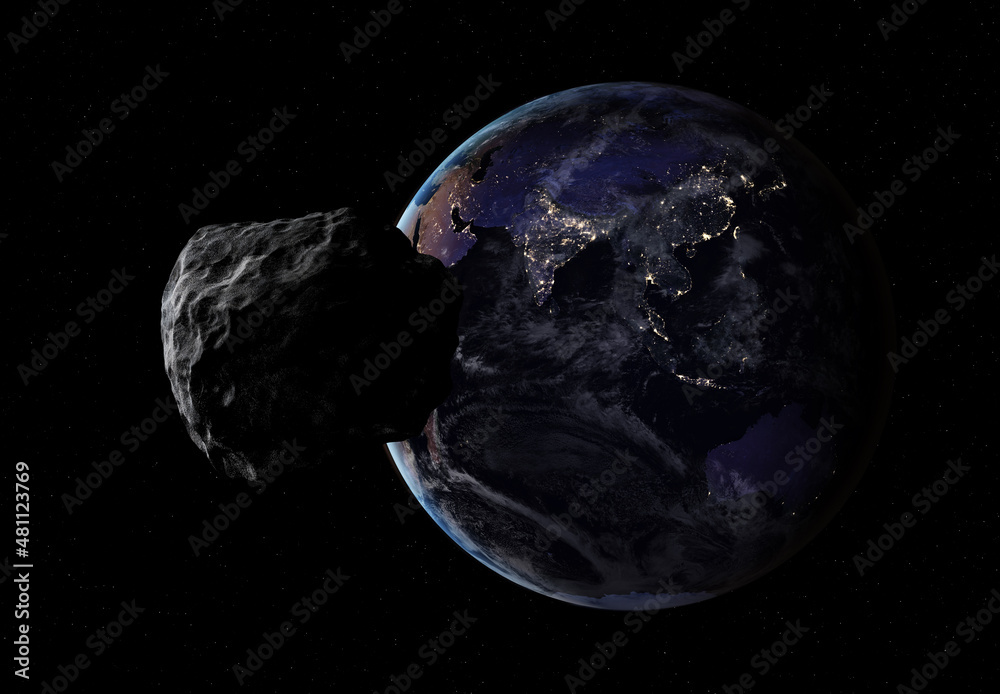 Sticker earth and asteroid. elements of this image are furnished by nasa.
