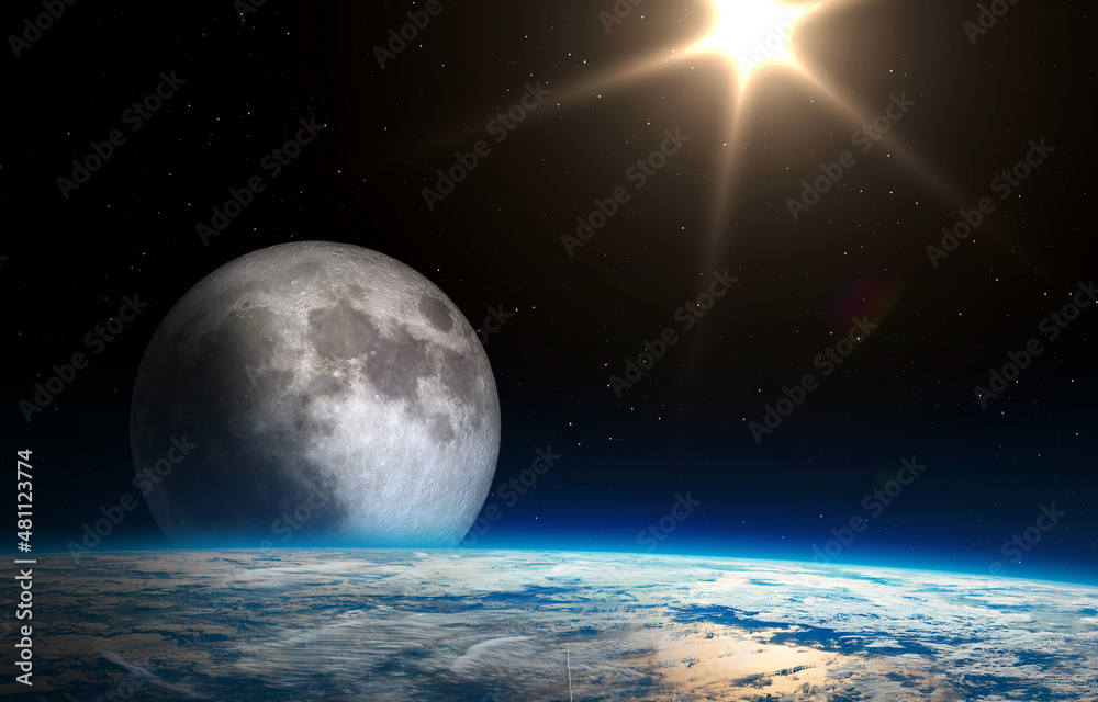 Canvas Prints earth and moon. elements of this image are furnished by nasa.
