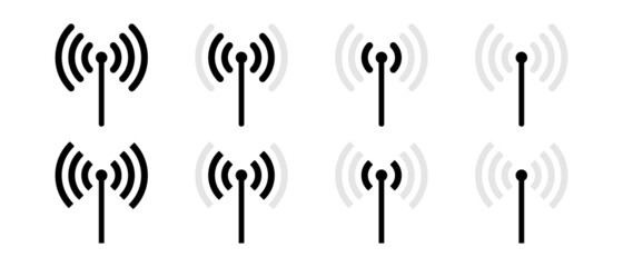 Wireless and wifi vector icons set. Wi-fi antenna vector symbol