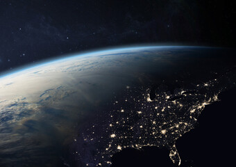 Earth at Night - North America. Elements of this image are furnished by NASA.
