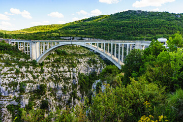 Verdon Gorge and Artuby bridge, France.